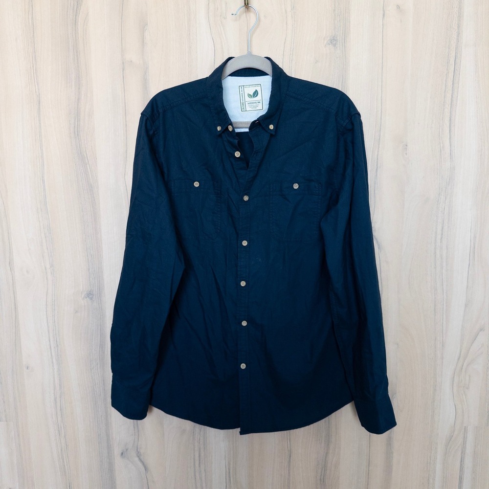 Colours Alexander Julian Mens Organic Cotton Button Down Shirt Medium Navy Blue